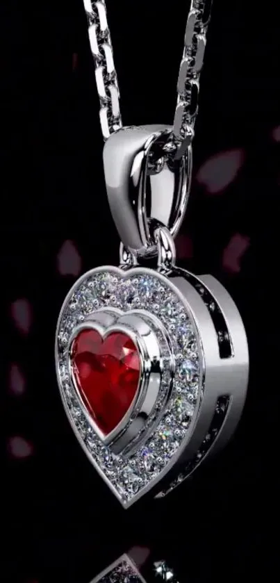 Luxurious heart-shaped pendant on dark background.