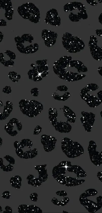 Sparkling black leopard print wallpaper for mobile