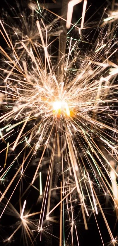 Close-up of a dazzling sparkler explosion creating a burst of light.