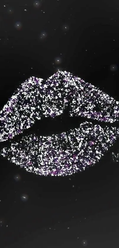 Shimmering lips on black background wallpaper.