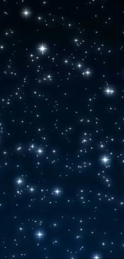 Starry night sky mobile wallpaper with white sparkling stars.