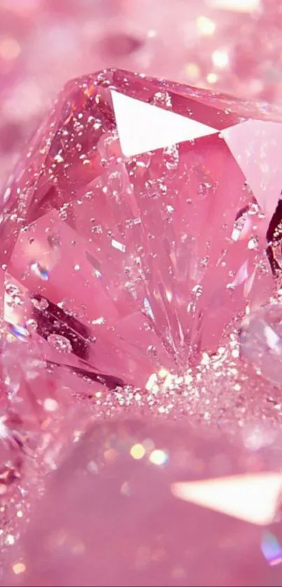 Sparkling pink crystal wallpaper with dazzling facets.