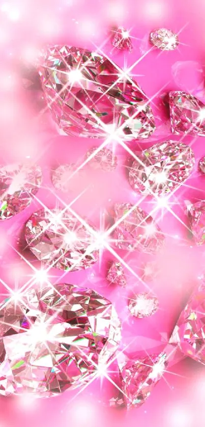 Sparkling pink diamond wallpaper with gemstones.