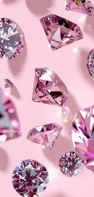Sparkling pink diamonds on elegant wallpaper