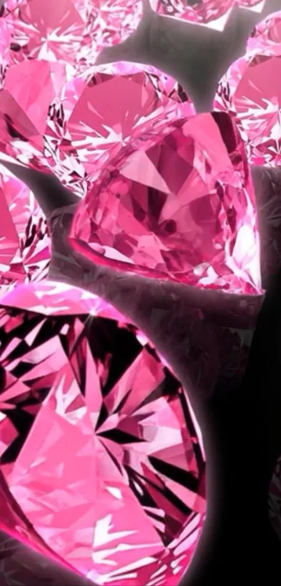 Shiny pink gemstones creating a dazzling display.