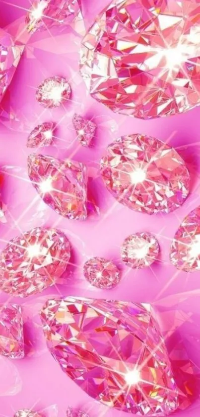 Vibrant pink wallpaper with sparkling gemstones and dazzling shine.