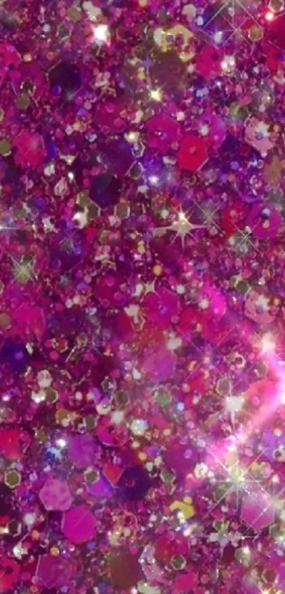 Bright pink glitter wallpaper with sparkling effect.