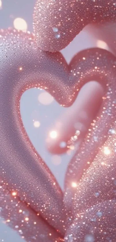 Close-up of a sparkling pink heart design with glitter.