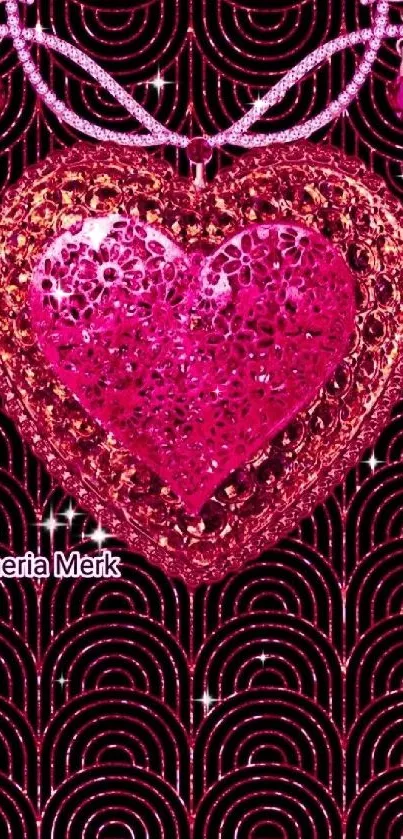 Sparkling pink heart design wallpaper for mobile devices.