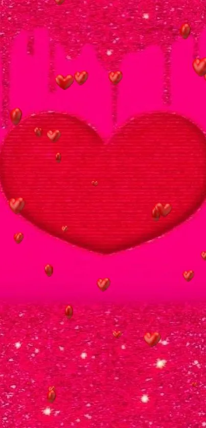 Pink heart wallpaper with sparkling glitter and vibrant design.