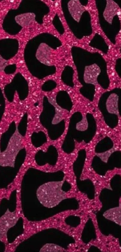 Pink glitter leopard print wallpaper