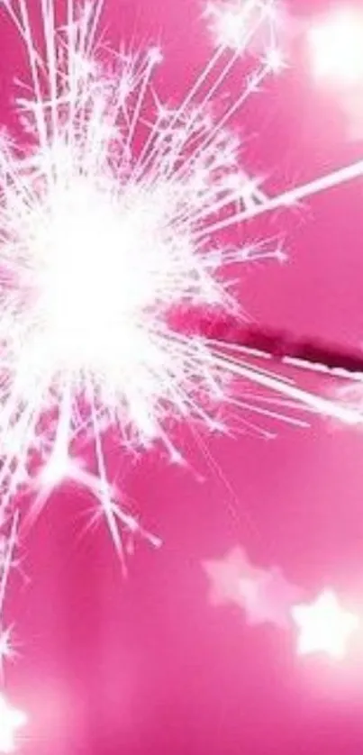 Bright pink wallpaper with sparkling firework design, ideal for celebrations.