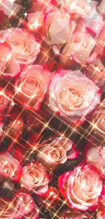 Sparkling pink roses mobile wallpaper.