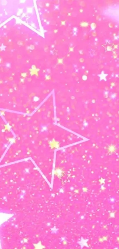 Pink glittery star wallpaper with sparkling details.