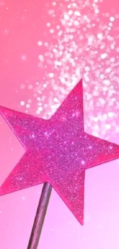 Sparkling pink star mobile wallpaper with glitter.