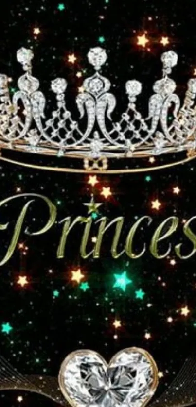 Sparkling princess crown with stars wallpaper.