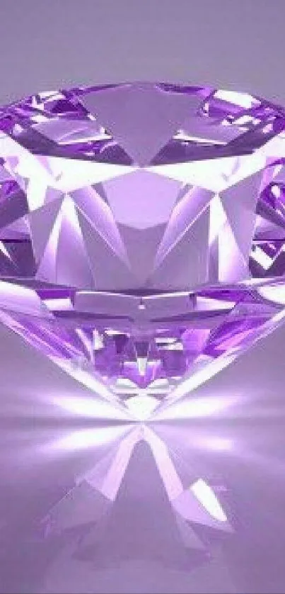 Mobile wallpaper featuring a radiant purple diamond with a soft glow.