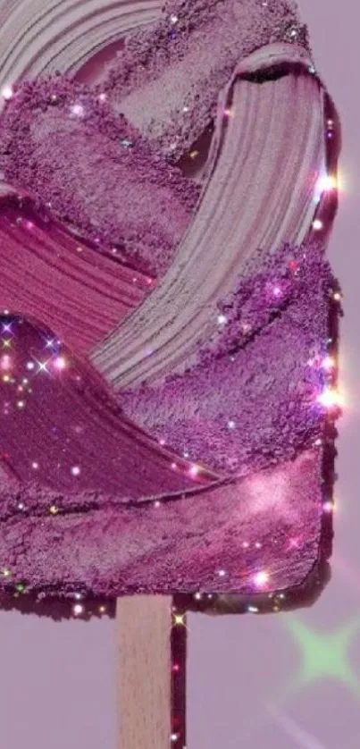 Purple ice cream with sparkling accents on wallpaper.