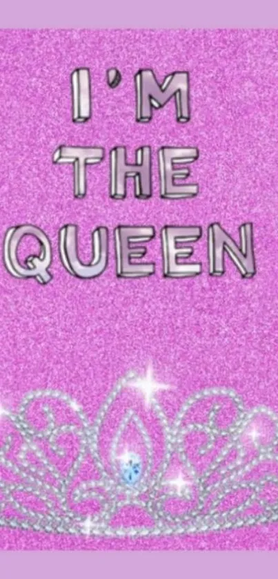 Pink wallpaper with crown and 'I'm the Queen' text.