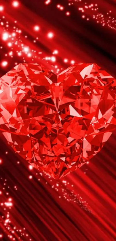 Sparkling red gemstone heart wallpaper design