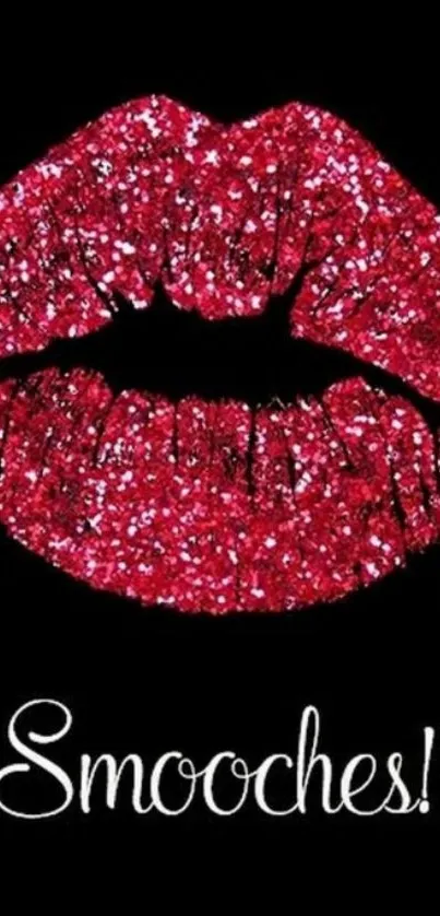 Sparkling red lips on a black background, stylish wallpaper.