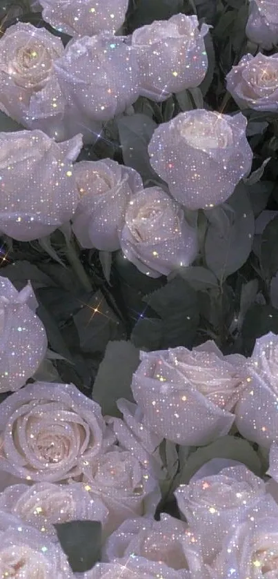 Sparkling lavender roses with glittering effect on petals.