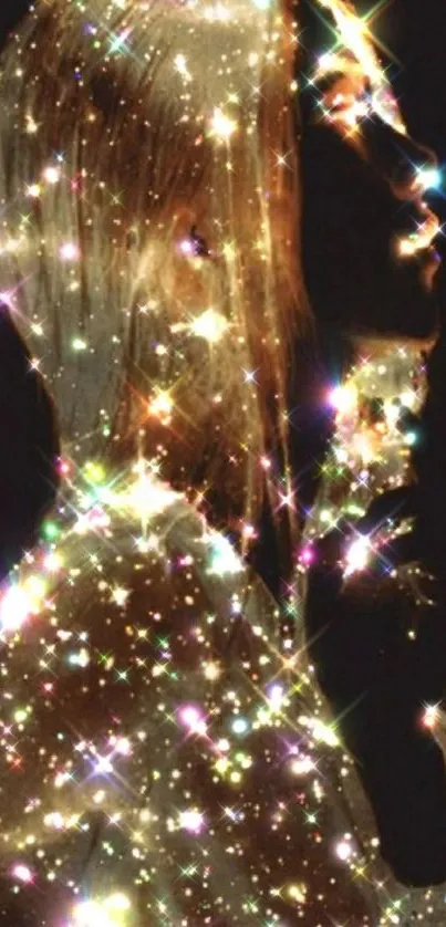 Mobile wallpaper of a sparkling silhouette with colorful lights.