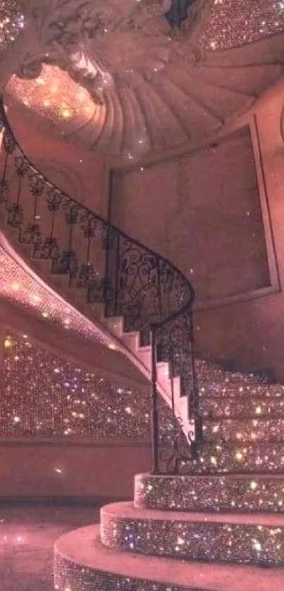 Dazzling spiral staircase with glittering steps and elegant curves.