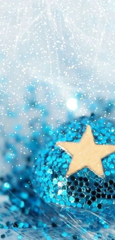 Sparkling blue star themed mobile wallpaper with a shimmering texture.