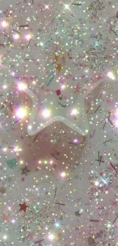 Shimmering pastel star and glitter wallpaper.