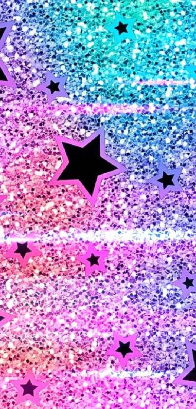 Colorful star gradient wallpaper with pink and blue shades.