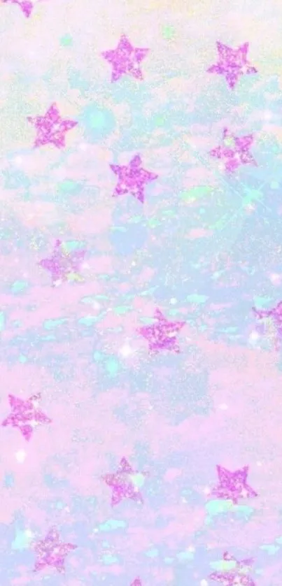 Purple stars on pastel background mobile wallpaper.