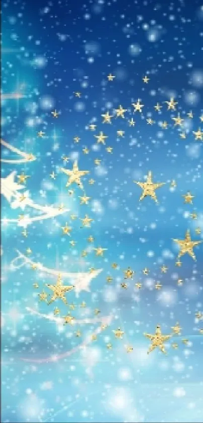 Starry sky wallpaper with golden stars.