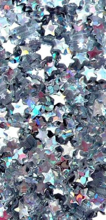 Holographic stars glitter wallpaper with vibrant colors.