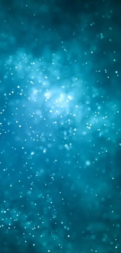 Teal galaxy wallpaper with sparkling stars creating a cosmic vibe.