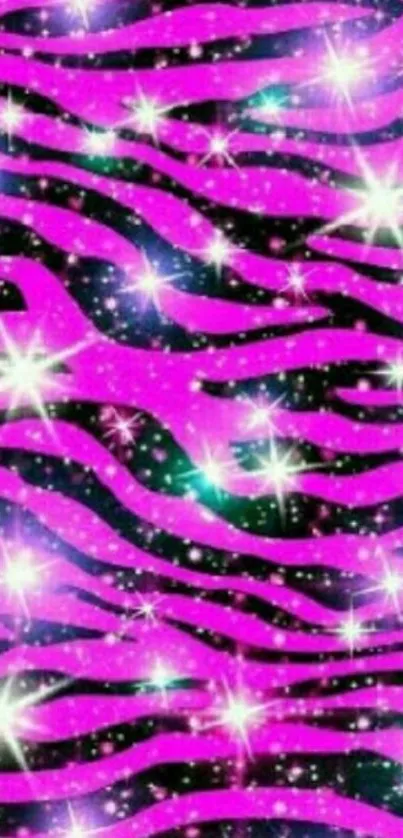 Vibrant pink zebra pattern with stars.