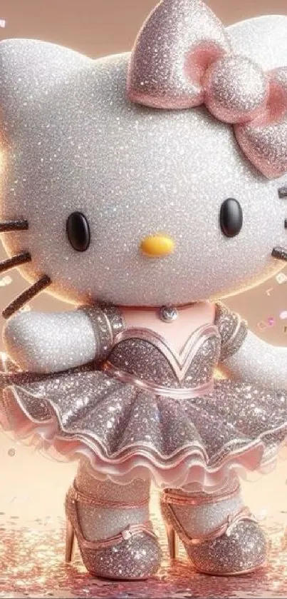 Sparkly cartoon cat with pink tutu.