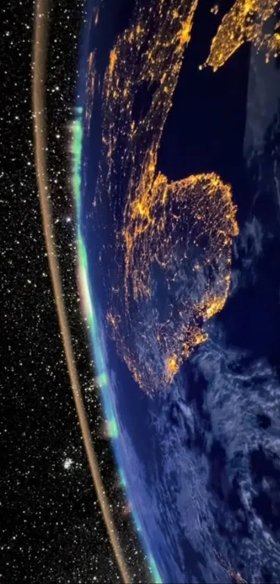 Breathtaking view of Earth from space with glowing continents.