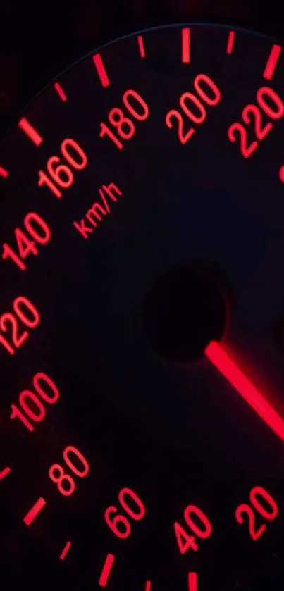 Glowing red speedometer wallpaper for mobile.