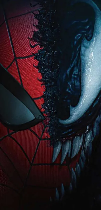 Spider-Man and Venom iconic faceoff mobile wallpaper.