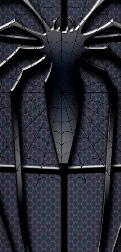 Dark spider emblem on a textured background for mobile wallpaper.