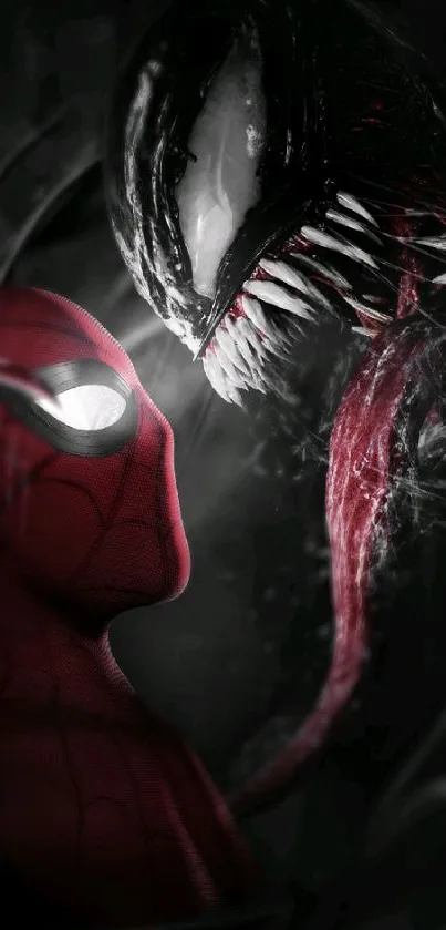 Spider-Man and Venom face off in dramatic mobile wallpaper.