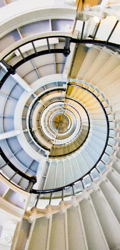 Artistic spiral staircase with soothing colors and geometric elegance for mobile wallpaper.