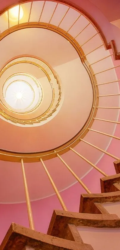 Elegant pink spiral staircase wallpaper for mobile phones.