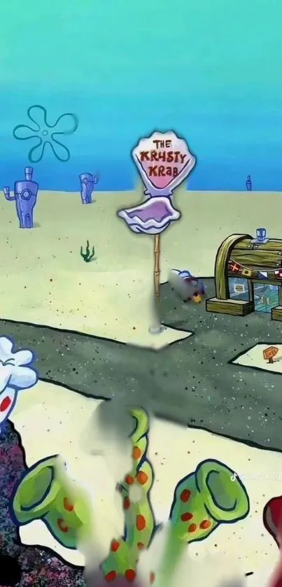 SpongeBob SquarePants Krusty Krab scene with vibrant colors.