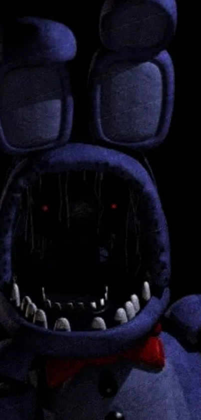 Purple animatronic character with red eyes on dark mobile wallpaper.