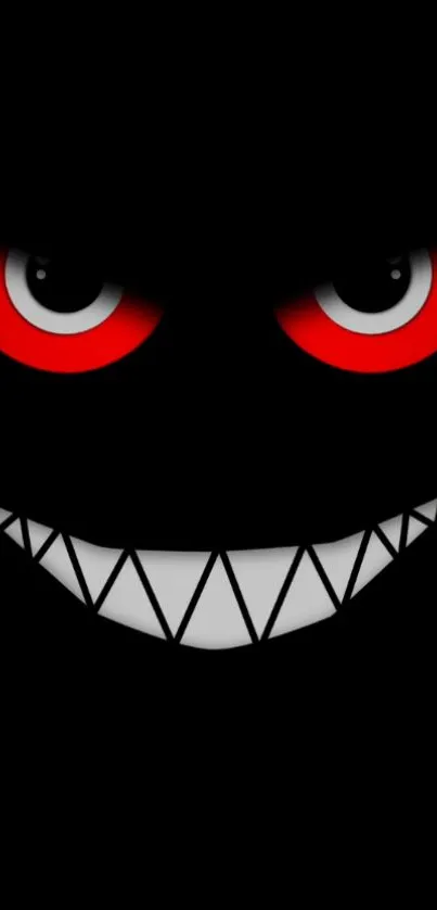 Dark wallpaper with red eyes and a sinister smile.