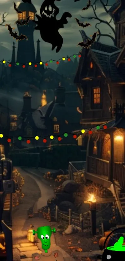 Spooky Halloween Street Scene Live Wallpaper