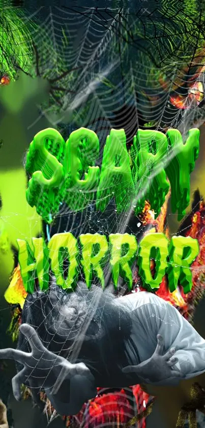 Scary horror themed mobile wallpaper with green highlights.