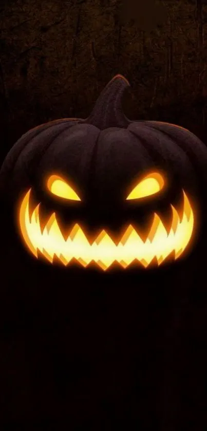 Spooky glowing pumpkin wallpaper for mobile.